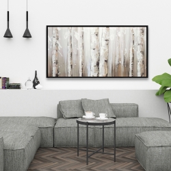 Framed 24 x 48 - White birches on gray background