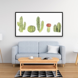 Encadré 24 x 48 - Ensemble de petits cactus à l'aquarelle