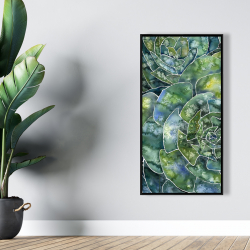 Framed 24 x 48 - Abstract succulents