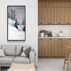 Framed 24 x 48 - Man skiing in mountain