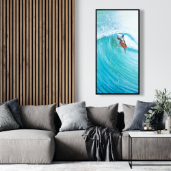 Framed 24 x 48 - Surfer in the middle of the wave