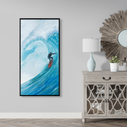 Encadré 24 x 48 - Surfeur sur une grande vague