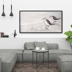 Framed 24 x 48 - Two sandpipiers birds