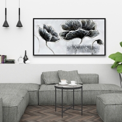 Encadré 24 x 48 - Fleurs en tons de gris de style industriel