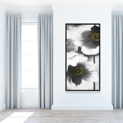 Encadré 24 x 48 - Fleurs en noir et blanc