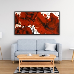 Framed 24 x 48 - Abstract red flowers field