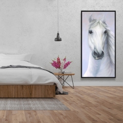 Framed 24 x 48 - Powerful white horse