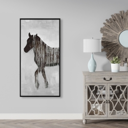 Framed 24 x 48 - Gambading abstract horse