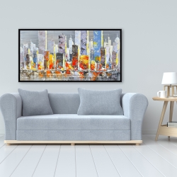 Encadré 24 x 48 - Paysage urbain avec éclats de couleur