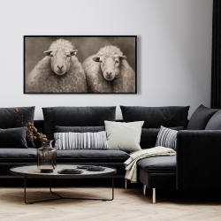 Framed 24 x 48 - Sheep sepia