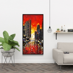 Encadré 24 x 48 - Couché de soleil abstrait sur la ville