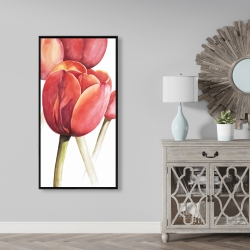 Framed 24 x 48 - Blossoming tulips closeup