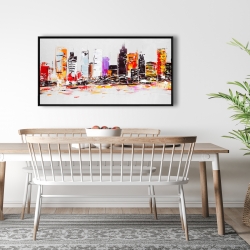 Framed 24 x 48 - Abstract city in bright colors