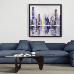 Framed 36 x 36 - Abstract purple city
