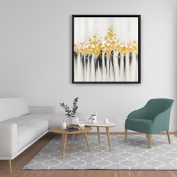 Framed 36 x 36 - Abstract gold flowers 