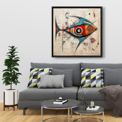 Framed 36 x 36 - Abstract fish