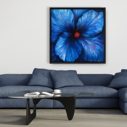 Framed 36 x 36 - Blue flower art