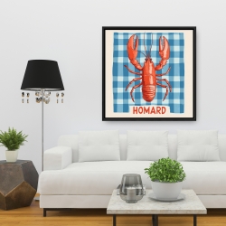 Framed 36 x 36 - Lobster on table