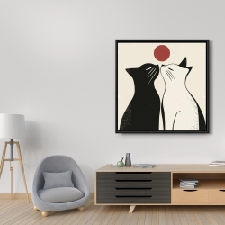 Framed 36 x 36 - Two cats