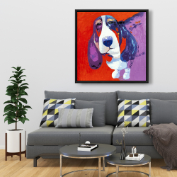 Encadré 36 x 36 - Chien basset abstrait et coloré