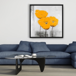 Framed 36 x 36 - Three yellow flowers