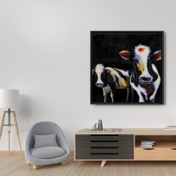 Framed 36 x 36 - Two funny cows