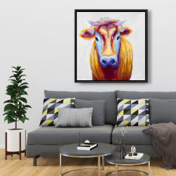 Framed 36 x 36 - Colorful country cow