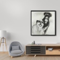 Framed 36 x 36 - Happy dogs sketch