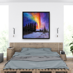 Framed 36 x 36 - Aurora borealis in the forest