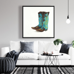 Framed 36 x 36 - Blue cowboy boots