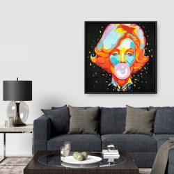 Framed 36 x 36 - Colorful marilyne monroe bubblegum