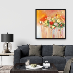 Framed 36 x 36 - Bouquet of multicolor abstract flowers