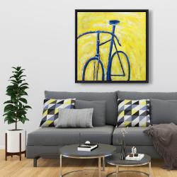 Encadré 36 x 36 - Bicyclette bleue sur fond jaune