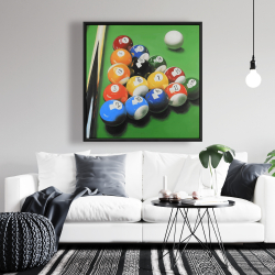 Framed 36 x 36 - Pool table with ball formation