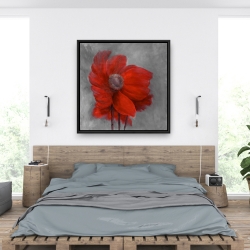 Framed 36 x 36 - Red flower in the wind