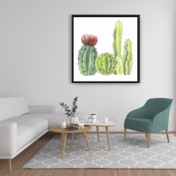 Framed 36 x 36 - Four little cactus