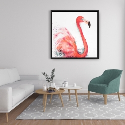 Encadré 36 x 36 - Flamant rose éclaboussant