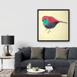 Framed 36 x 36 - Little purple bird illustration