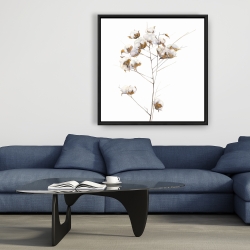Framed 36 x 36 - Cotton flowers branch