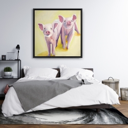 Framed 36 x 36 - Two smiling pigs