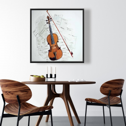 Framed 36 x 36 - Violin on music sheet