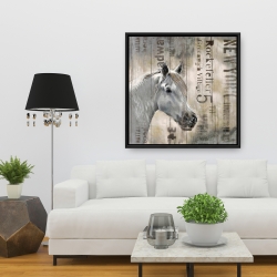 Framed 36 x 36 - Rustic white horse