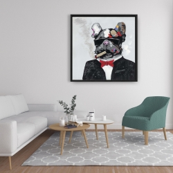 Framed 36 x 36 - Smoking gangster bulldog