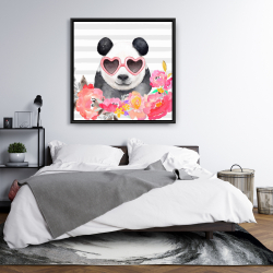 Framed 36 x 36 - Panda with heart-shaped glasses