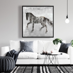 Framed 36 x 36 - Horse brown silhouette