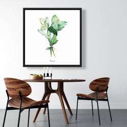 Framed 36 x 36 - Tied up basil leaves bundle - en