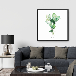 Framed 36 x 36 - Tied up basil leaves bundle - fr