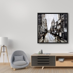 Framed 36 x 36 - Busy gray street