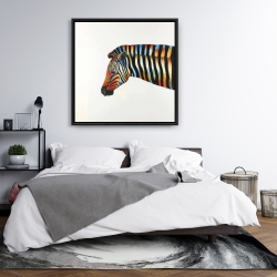 Framed 36 x 36 - Colorful zebra