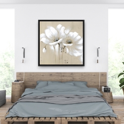 Framed 36 x 36 - White abstract wild flowers